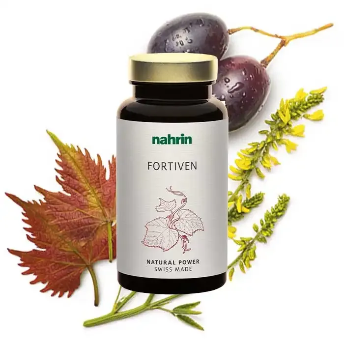 Fortiven – Integratore per il sistema circolatorio Swisscare, integratore alimentare formulato con foglie di vite rossa, buccia di uva rossa