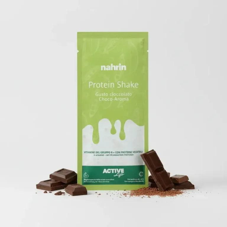 Protein Shake Nahrin proteine vegane in polvere al cioccolato senza lattosio