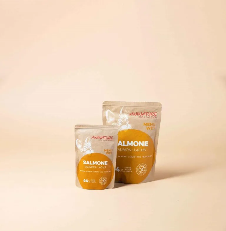 Bustine di cibo umido Salmone ANiNATURE con salmone, tacchino e Omega-3 per gatti
