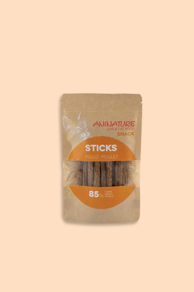 Sticks di pollo svizzero ANiNATURE, snack morbido monoproteico per gatti