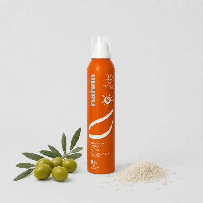 Spray Solare SPF30 Nahrin protezione trasparente anti-sabbia per pelli sensibili